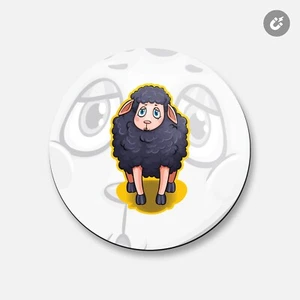 Funny Black Sheep Animal | 4'' X 4'' Round Decorative Magnet - Picture 1 of 2