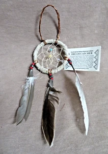 Native Navajo handgefertigt 2" kleine Leder Traumfänger von D Edsitty M045 - Bild 1 von 2