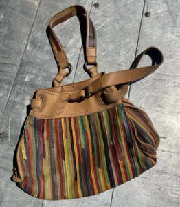 Bolso de mano a rayas de cuero multicolor hippie marca Lucky - Imagen 1 de 6