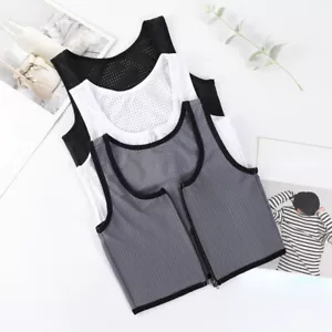 Donna Les Rete Torace Seno Binder Maschiaccio Morbido Ftm Zip SPORTS Bra Canotta - Foto 1 di 23