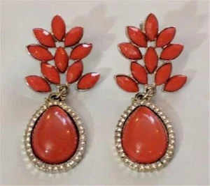 Perfect Oversjze Earrings Red Two Part Dangle with Bling Shiny Sparkle Drag Fab - Picture 1 of 2