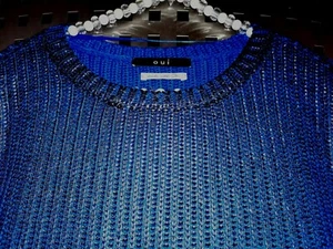 "OUI" PULLI NEU!!! M/L COOL ROYAL /SCHWARZ PRINT STRICK OVERSIZE EXTRAVAGANT  - Bild 1 von 9