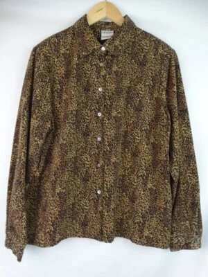 Blusa Camisa Liz Baker Vintage Para Mujer Talla 18 Marrón Manga Larga Con Botones Foto 1 de 4