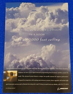 1999 BOEING AIRBORNE SATELLITENFERNSEHSYSTEM CIVILLIAN AIR TRAVEL PRINT AD - Bild 1 von 1