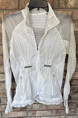 Chaqueta deportiva Lululemon encaje volantes blanco transparente talla 4 edición limitada ligera Foto 1 de 4