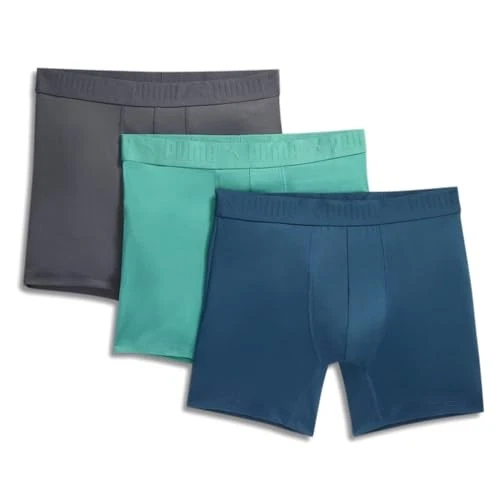 PSP24M15815 PUMA Calzoncillos boxer ultra suaves para hombre 3Pk Negro, Verde, Gris Talla S Foto 1 de 3