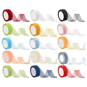 15Pcs 10Yard Sheer Organza Ribbon Decoration Gift Bow Craft Multicolored - Picture 1 of 5