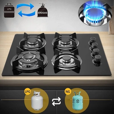 60cm Gas Hob Glass Built In Hob Gas Cooker 4 Burner Built In Cooker Natural Gas/Gas - Image 1 of 4