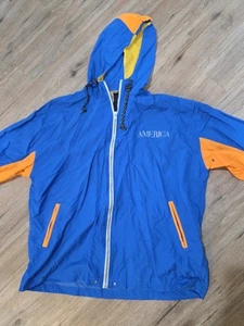 Vintage 90's Mens Perry Ellis "AMERICA" Windbreaker Anorak 2XL - Picture 1 of 8