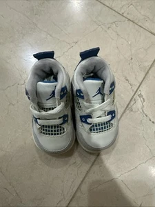 308500 141 New Nike Air Jordan 4 Military IV Blue Td Size 2c Baby Shoes - Picture 1 of 5