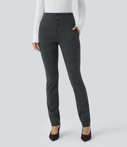 Halara hoch tailliert Hahnentritt kariert Pull-On Skinny Hose Größe Small Neu mit Etikett - Bild 1 von 8