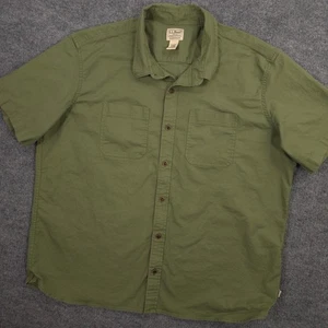 LL Bean BeanFlex Twill Shirt Mens XL Green Rugged Midweight Slub Short Sleeve - Picture 1 of 6
