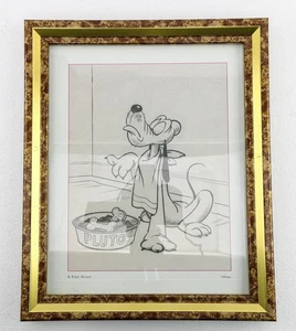 Disney Pluto Graphic Print Glass Framed “A Fine Feast” - Picture 1 of 4