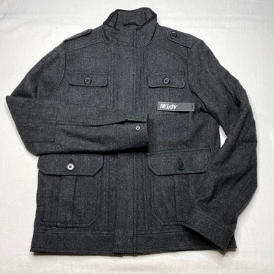 NEW Apt 9 Mens Jacket sz S Gray Wool Blend Full Zip Button Pockets Mock Neck - Image 1 of 4