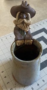 Vaquero de gres vintage, taza de café de cerámica / esmalte por goteo de piedra 10 alto - Imagen 1 de 22