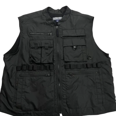 Vintage Structure Tactical Travel Vest Black Utility Pockets Loops Size XL Black - Image 1 of 4