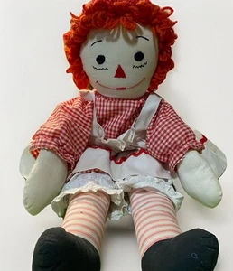 Vintage Raggedy Ann Doll I Love You On Chest by Knickerbocker 24” WORN - Picture 1 of 10