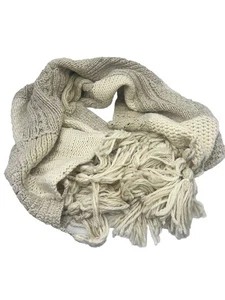 Abercrombie Fitch Grobstrickschal Cremefarben Zopfmuster Wollmischung 72” x 24” - Bild 1 von 6