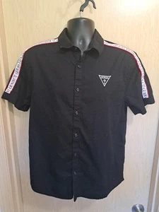Guess Denim Men's M Black Shirt Logo Short Sleeves Cotton Retro - Picture 1 of 5
