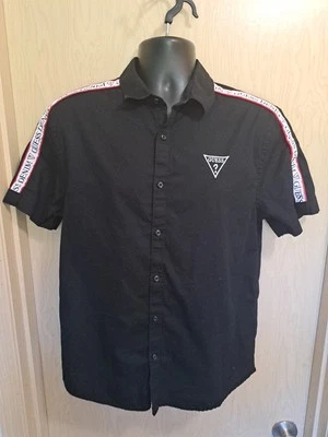 Guess Denim Men's M Black Shirt Logo Short Sleeves Cotton Retro - Image 1 of 4