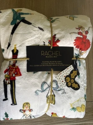 RACHEL Roy 12 Days of Christmas Flannel Plush Blanket QUEEN white - Image 1 of 4
