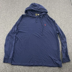 Polo Ralph Lauren Hoodie Mens XL Navy Red Pony Lightweight LS Drawstrings - Picture 1 of 11