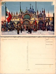 Venecia Italia Postal de Iglesia de San Marcos y Escena Festiva - Imagen 1 de 1