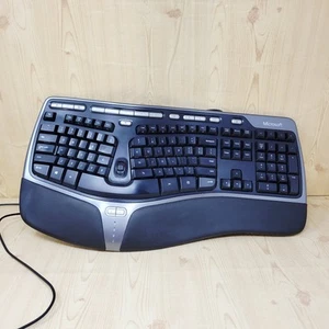 Microsoft Natural Ergonomic USB Wired Keyboard 4000 V1.0 SOME LETTERS WORN AWAY - Picture 1 of 8