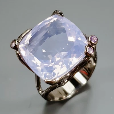 Anillo de cuarzo lavanda natural de 17 quilates Fine Art plata de ley 925 tamaño 8/R430385 Foto 1 de 4