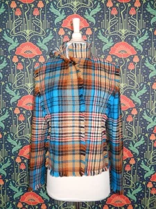Chaqueta Blazer Akris Punto Azul Marrón Lana Virgen Cuadros Tartán EE. UU. 10 - Imagen 1 de 8
