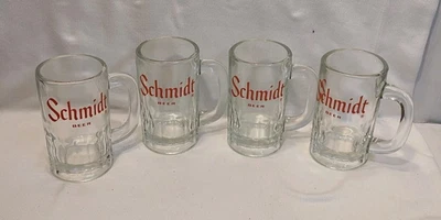 Juego de 4 vasos de cerveza Schmidt vintage años 50 5" taza vaso de cerveza Stein con mango Foto 1 de 4