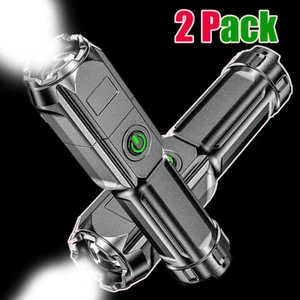 2 pack Super Bright 9990000LM LED Torch Tactical Flashlight Lantern Rechargeable - Picture 1 of 9