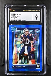 Mac Jones 2021 Optic #206 Hyper Blue CGC 9 New England Patriots - Picture 1 of 2