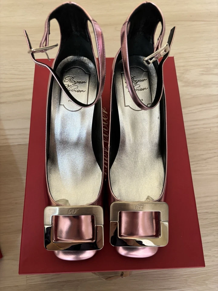 NEW Roger Vivier Metallic Pink Ankle Pumps Size36 - Изображение 1 из 4