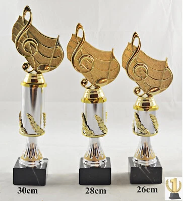 EIGENMARKE Musik-Gesang-Karaoke Trophäe / Pokal 3er set oder einzeln incl. Beschriftung