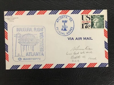 1973 Inaugural Flight Eastern Air Atlanta GA to Hamilton, Bermuda; blue Federal - Image 1 of 2