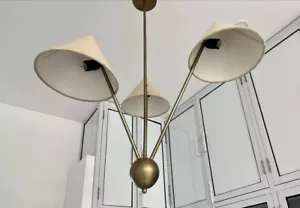 Lampadario Mid Century Decor sospensione soffitto incasso 3 paralumi tessuto - Foto 1 di 7