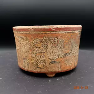 Pre-Columbian Authentic Artifact Ceramic Pottery Poly-Chrome Maya Eclipse Bowl - Picture 1 of 12