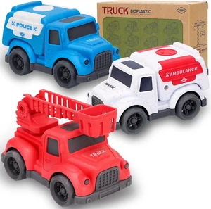 Toddler Toy Cars for 1 2 3 Year Old Boy, 3 in 1 Police Car Firetruck Toys and Am - Picture 1 of 15
