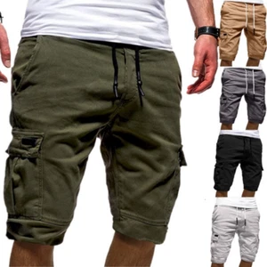 Men's Cotton Stretch Cargo Shorts Army Combat With Belt Lounge Summer Solid S - Picture 1 of 13