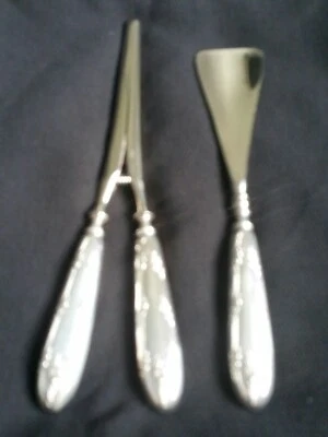 Anciens Detendeur Gants+Chausse Pied Argent-Silver Gloves Stretcher+Shoe Horn   - Photo 1/4