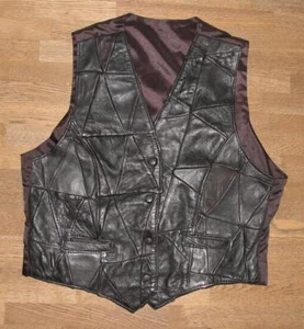 Ladies- Leather Vest / Vest/Gilet Smooth With Fabric Back IN Black Size 38 - Picture 1 of 2