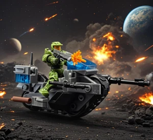 Mega Bloks Halo Track Battlefield Motorrad Fahrzeug beweglicher Baustein Spielzeug - Bild 1 von 14