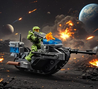 Mega Bloks Halo Track Battlefield Motorcycle Vehicle Movable Building Block Toy - Image 1 of 4