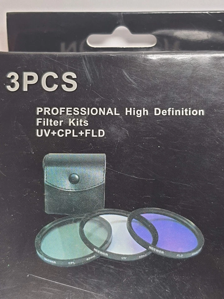 72mm UV CPL FLD 3Pcs Glass Lens Filter 72 mm E72 E-72 Circular Polarizer Neewer - Image 1 of 4