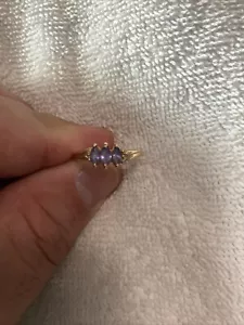Vintage 10k Gelbgold signierter Marquise Tansanit runder Diamant Ring - Bild 1 von 13