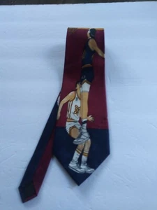 Mens Tie.  Marco Polo Italian Style Basketball 100% Silk Burgundy Gold L58" W4," - Picture 1 of 2