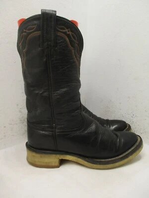 Tony Lama стиль 1960 L черный кожаный круглый носок ковбойские сапоги женский размер 5,5 M - Изображение 1 из 4