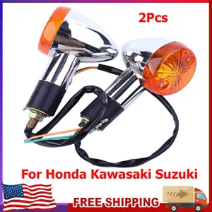 2X Motorcycle Turn Signal Blinker Indicator Lights For Honda Kawasaki Suzuki NEW - Foto 1 di 12