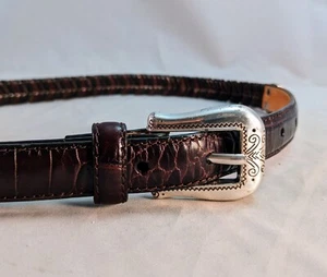 Cinturón de cuero tejido trenzado marrón Brighton talla M/30 vintage - Imagen 1 de 5
